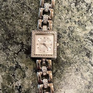 Vintage ESQ watch silver finish with crystal accents